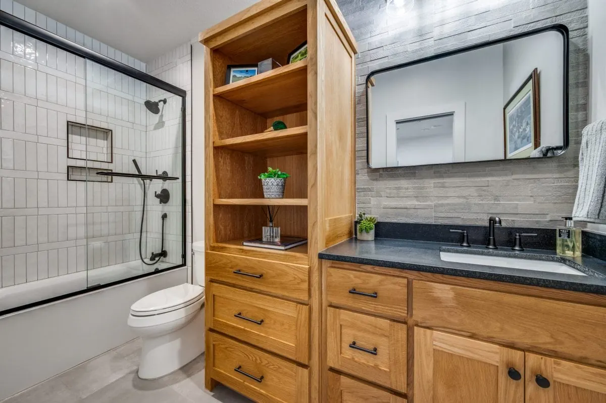 Master bath — walk-in shower, double vanity in [NEARBY CITY 2]
